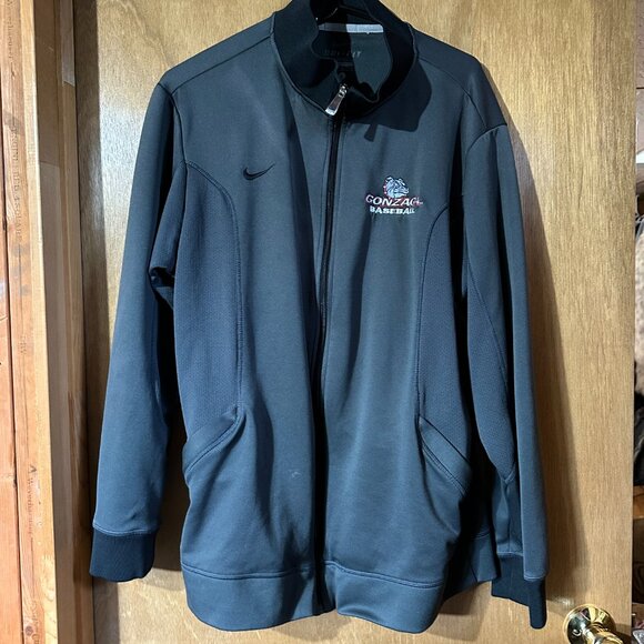 Used Nike Mens Gonzaga Baseball Large Zip up Jacket Grey No Hood - Picture 2 of 5